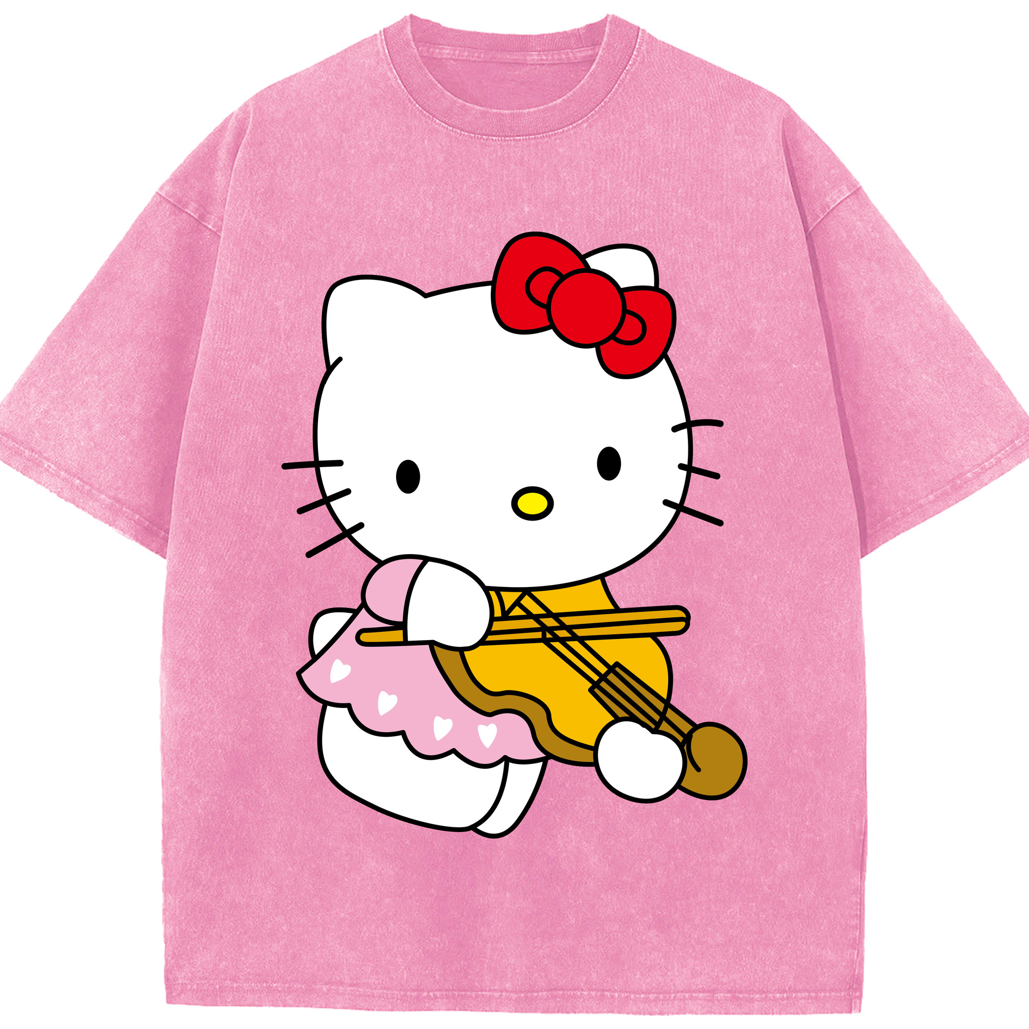 （画像用） Hello Kitty ハローキティ 綿100% ヴィンテージ風 半袖Tシャツ（フロントプリント）